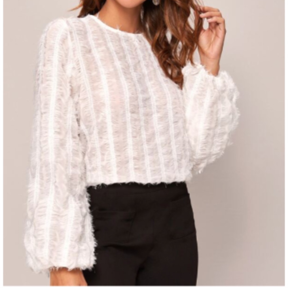 Lantern Sleeve Fuzzy Top